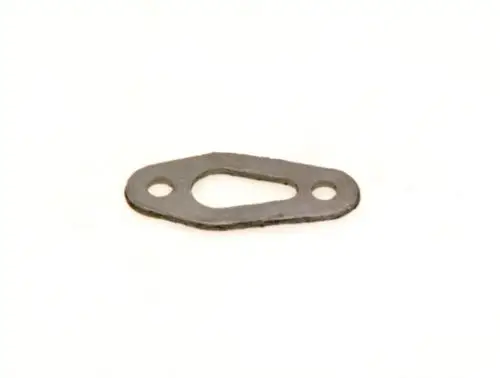 Dichtung für Zündelektrode, flaches, ovales Metallteil mit zwei Löchern. Originalteil von Bosch zur Verwendung in Zündsystemen.
